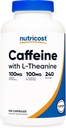 Nutricost Caffeine with L-Theanine, 100mg of Each, 240 Capsules, 240 Servings - Non-GMO and Gluten Free