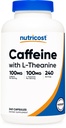 Nutricost Caffeine with L-Theanine, 100mg of Each, 240 Capsules, 240 Servings - Non-GMO and Gluten Free