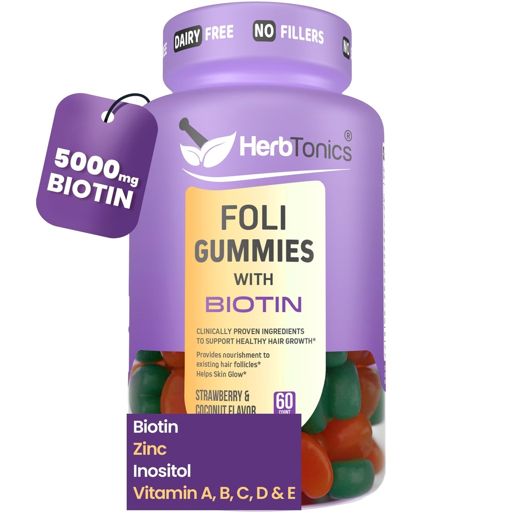 Herbtonics Foli Biotin Gummies με Βιταμίνες μαλλιών 