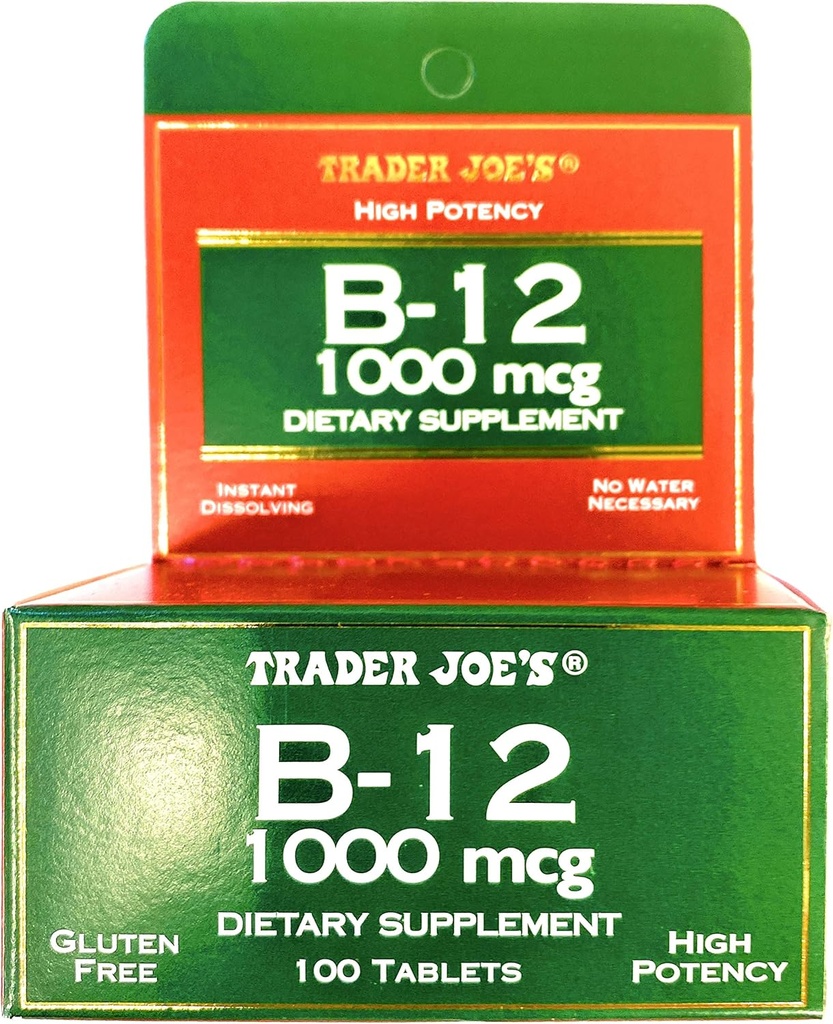 Trader Joes Βιταμίνη B12 1000 mcg Χωρίς γλουτένη Συμπλήρωμα διατροφής 100 δισκία