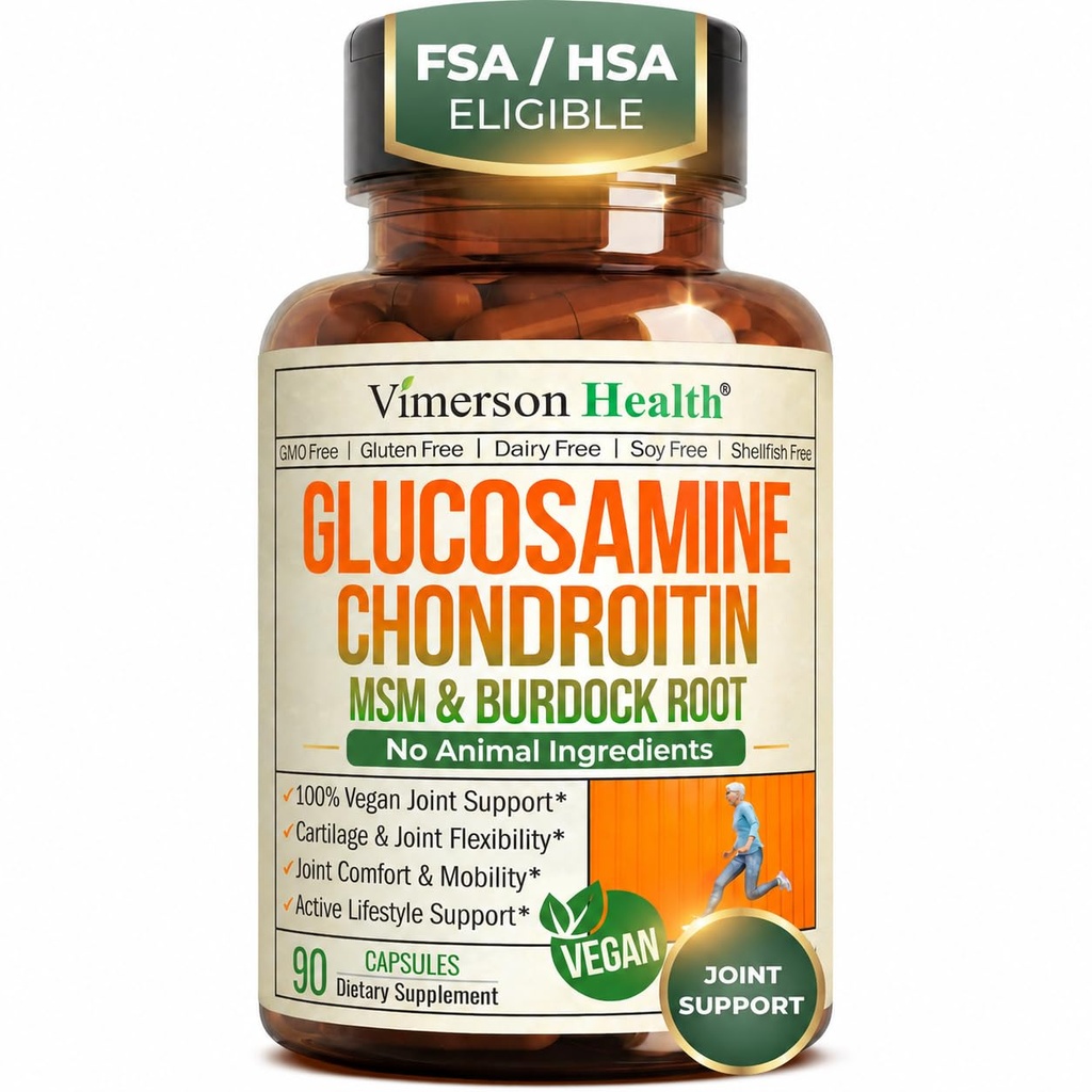Glucosamine Chondroitin MSM – Συμπλήρωμα κοινής υποστήριξης για γυναίκες και άνδρες με γλυκοσαμίνη Sulfate 1500 mg, χονδροϊτίνη και MSM – για Cartilage, κοινή υγεία και ευελιξία – 90 κάψουλες, Vegan