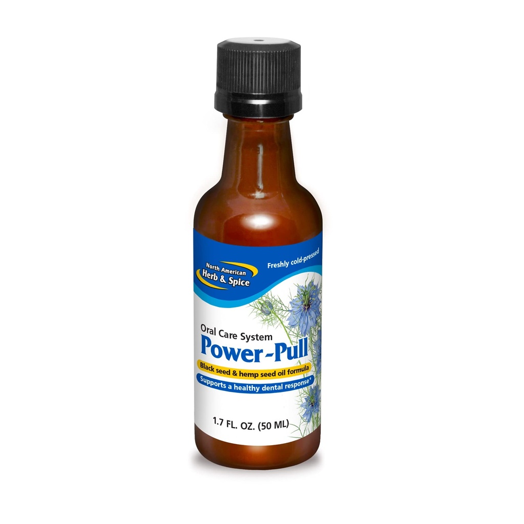 North American Herb & Spice Power-Pull - 1,7 fl oz - Στοματικό σύστημα φροντίδας με μαύρο σπόρο & κάνναβη Έλαιο σπόρων - Υποστηρίζει τσίχλα & δόντια Υγεία - Μη-GMO - 48 εξυπηρετούν