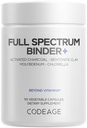 Codeage Binder + Systemic Binder Supplement - Ενεργοποιημένα Χάπια Ανθρακού, Bentonite Clay Mineral Powder, Fulvic & Humic Acids, Μολυβδαίνιο, Carbon Forms - 90 Κάψουλες