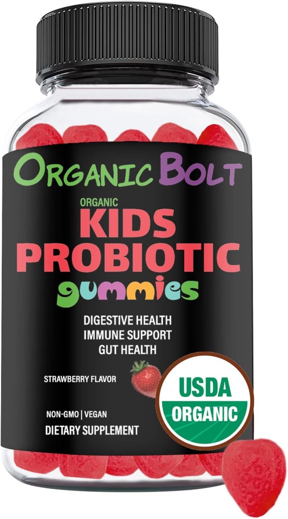 USDA Organic & Vegan Kids Προβιοτικά Gummies 30 Υπηρεσίες, 2,5 δισεκατομμύρια CFU, Γλουτένη & Ζελατίνη Δωρεάν 