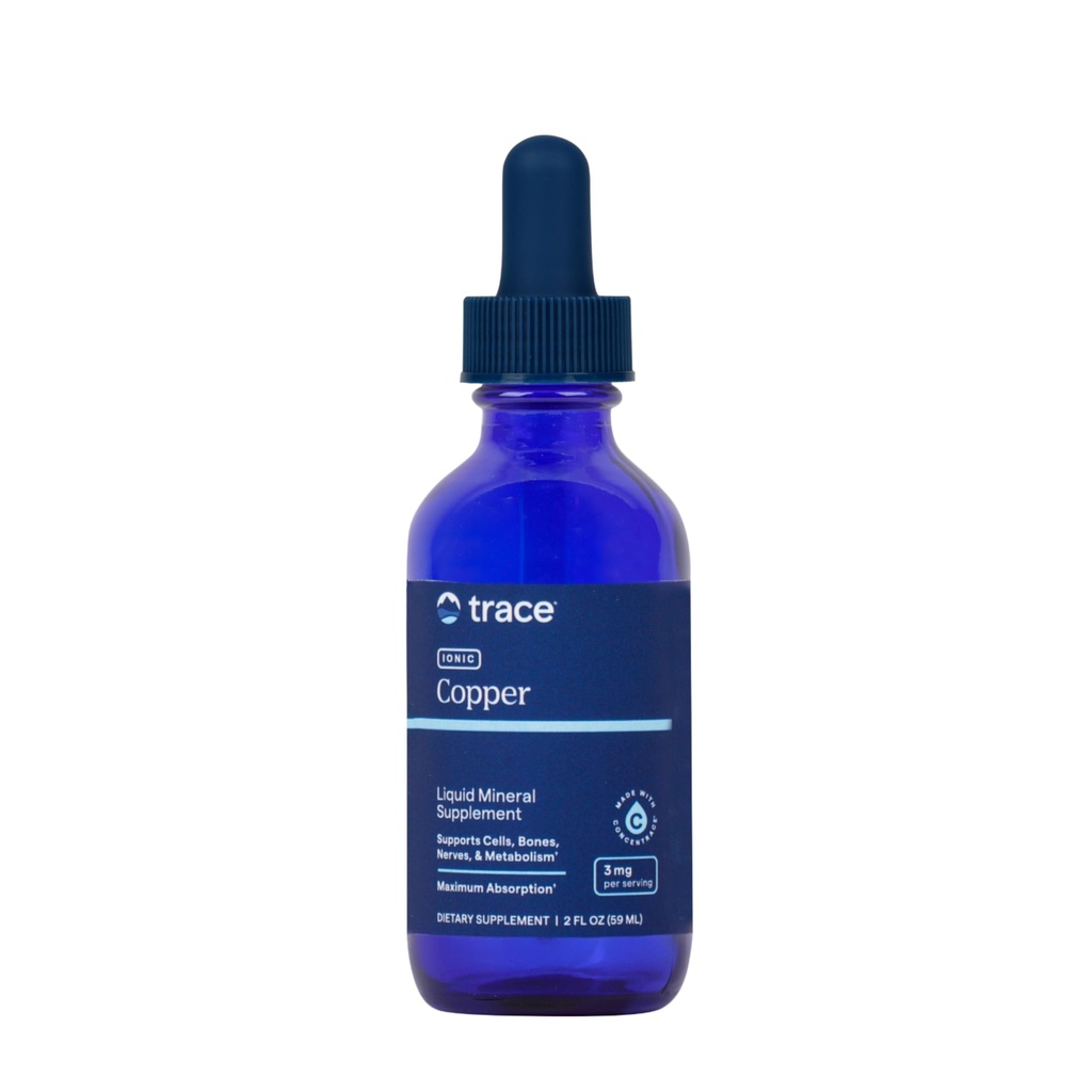 Trace Minerals Ionic Copper - Συμπλήρωμα υγρού χαλκού για την υγεία του αίματος - Υποστηρίζει υγιή συνδετικό ιστό, Μεταβολισμός & Νεύρα - 2 fl oz (48 εξυπηρετούν)