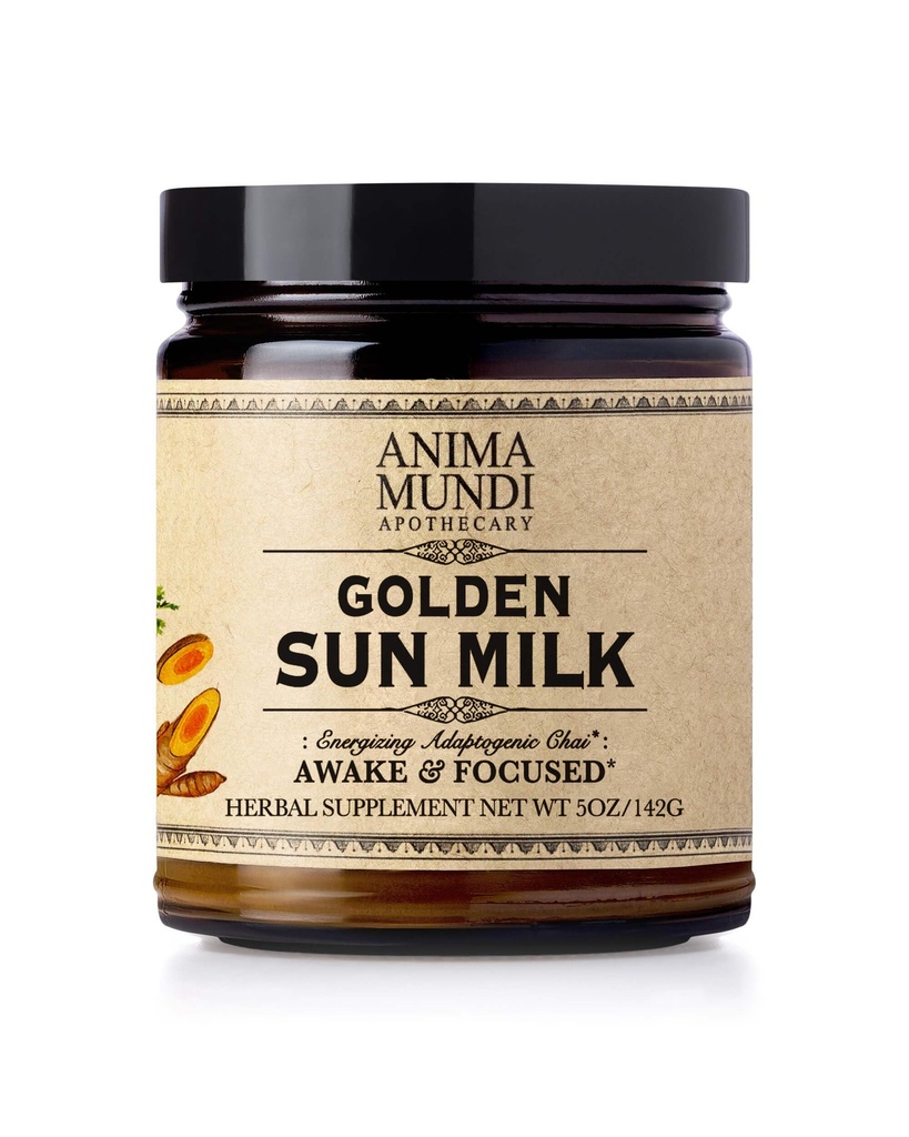 Anima Mundi Αποθεματικό Golden Sun Milk - Relaxing Plant-based powder with Organic Spices Turmeric, Ashwagandha, Reishi & Vanilla - Μη γλυκαντικό πόσιμο σκόνη - Προώθηση αίσθηση ηρεμίας (5oz / 142g)