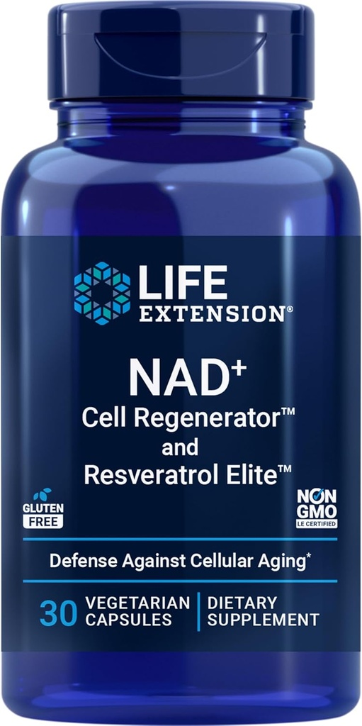 Life Extension NAD+ Cell Regenerator™ and Resveratrol Elite™*, nicotinamide riboside, Trans-resveratrol, quercetin, Fisetin, Heart Health, Healthy Aging, Vegetarian, Non-GMO, Gluten Free, 30 Capsules