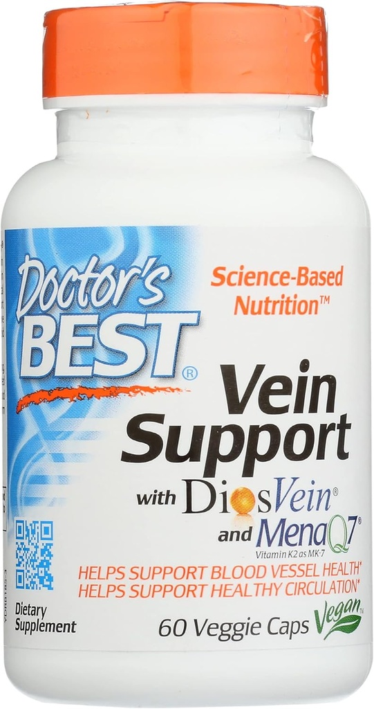 Doctors Best Vein Support with DiosVein and MenaQ7, Non-GMO, Vegan, 60 Veggie Capsule (Pack of 1)