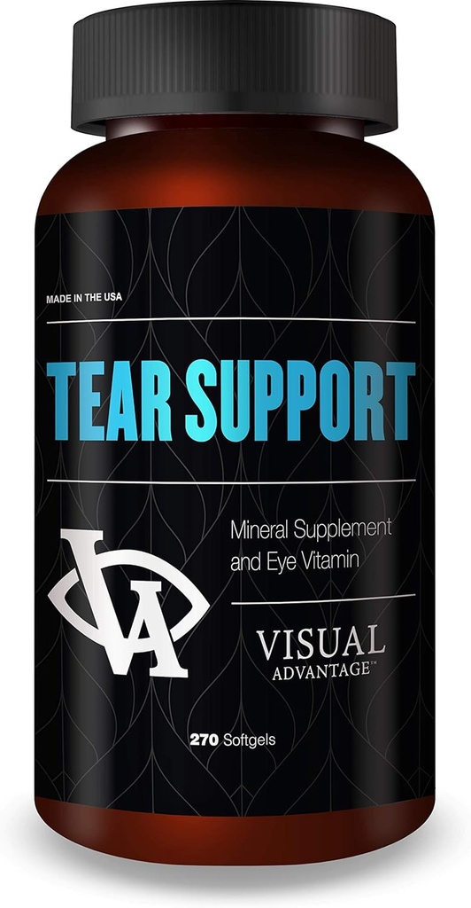 Tear Support Eye Vitamins for Dry Eyes - 3-Month Supply, 270 Softgels - Supports Eye Moisture & Lubrication, Omega-3, Gluten-Free, Non-GMO