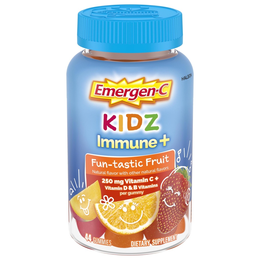 Emergen-C Kids Vitamin C Ανοσολογική υποστήριξη Gummies Fun-Tastic Fruit 44CT περιλαμβάνει ψευδάργυρο, Μαγγάνιο, Β Βιταμίνες και βιταμίνη D για πίσω στο σχολείο Απαραίτητα