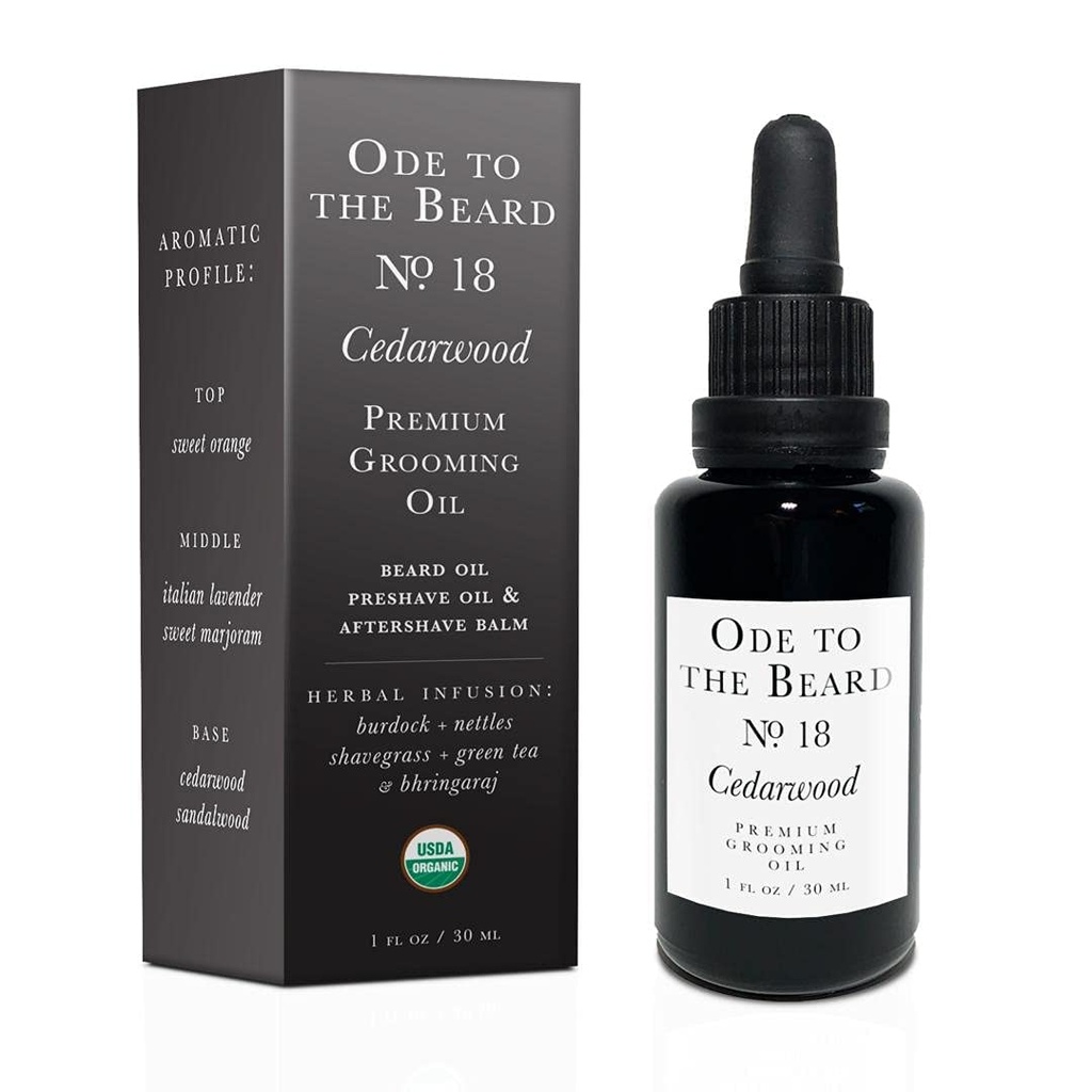 Vegan Mia - USDA Βιολογικό Cedar-Scented Beard Oil για τους άνδρες, 3-σε-1 Premium Grooming Oil με Argan Oil, Jojoba και More, Για την ανάπτυξη και συντήρηση των γεννήσεων - Ωδή για το Cedarwood Beard Oil, 1 fl oz