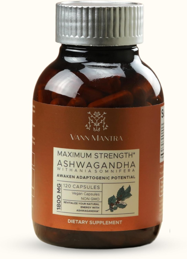 Κάψουλες Ashwagandha, 120 κόμης, 1800mg ανά υπηρεσία, ανακούφιση από το στρες & συμπλήρωμα υποστήριξης ανοσοποιητικών, ειρηνική & ισορροπίες ρουτίνα, Vegan Ayurvedic συμπλήρωμα, μη ΓΤΟ