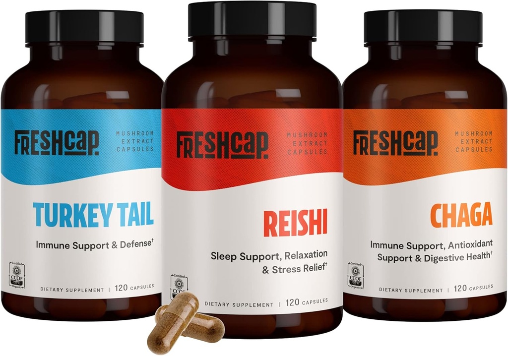 FreshCap Immune Defenders Bundle (Reishi, Turkey Tail, Chaga) Κάψουλες