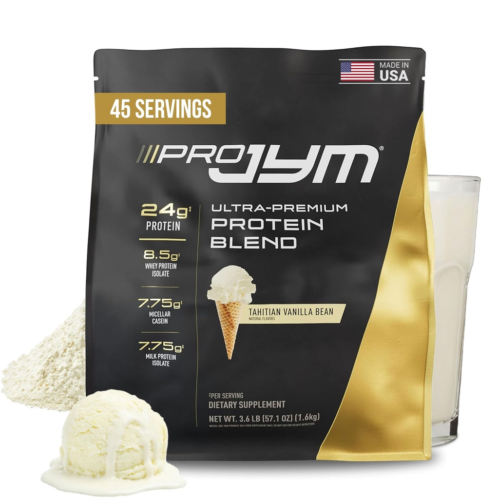 Pro JYM Tahitian Vanilla Protein Powder - Whey Protein Isolates, Casein, & Milk Protein, Lean Muscle Building for Men & Women, JYM Supplement Science, 45 Services