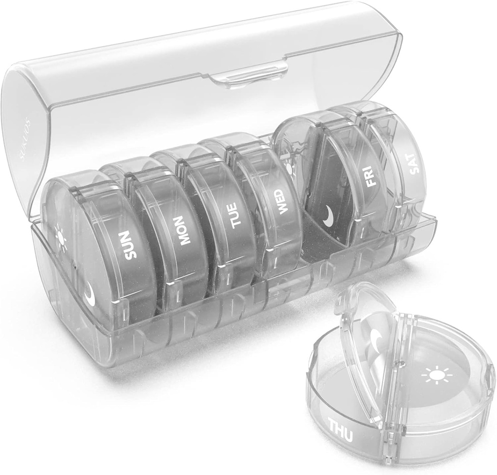 Εβδομαδιαία Διοργανωτής Χάπια 7 Ημέρα 2 φορές την ημέρα, Sukuos Big Travel Pill Box για χάπια / Vitamin / Fish Oil / Συμπληρωματικά, Daily Medicine Organizer Box, BPA Free Pill Case, Easy to Clean