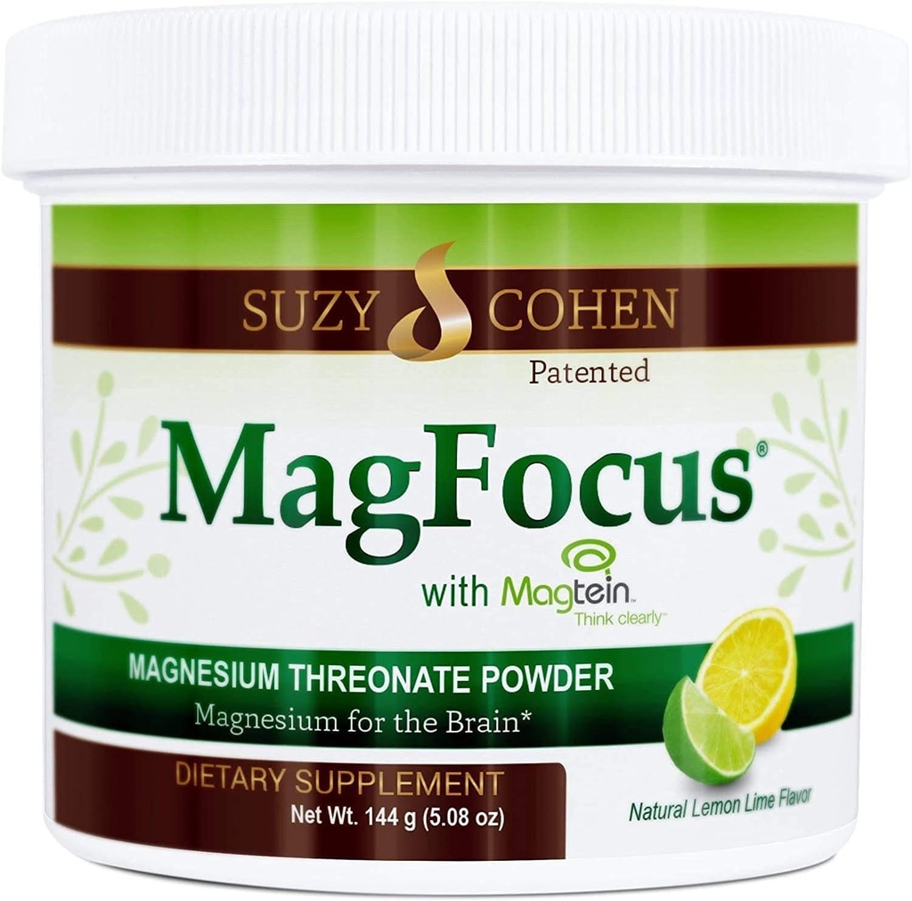 Suzy Cohen MagFocus Μαγνήσιο Θρεονικό Διαιτητικό σκόνη 200mg, Υγιεινό Νεύρο, Γνωριμίες Υποστήριξης, Ενέργεια, Υγεία των οστών, Stevia, Λεμόνι Γεύση, 60 Υπηρεσίες