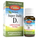 Carlson - Φυτική βάση Super Καθημερινή D3 2000 IU (50 mcg) ανά Σταγόνα, Χορτοφαγική Βιταμίνη D σταγόνες, Υγρή Βιταμίνη D3, που προέρχονται από Άλγη, Άγευστη, 90 σταγόνες (2,54 mL)