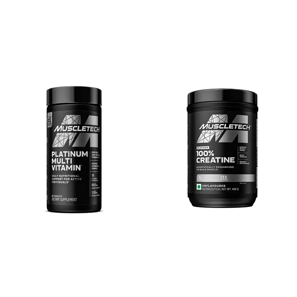 MuscleTech Creatine Monohydrate Powder Platinum Pure Micronized Muscle Recovery + Builder & Platinum Multivitamin for Immune Support 18 Βιταμίνες & Ορυκτά