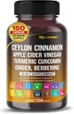 Ceylon Cinnamon Apple Cider Vinegar Turmeric Ginger Root Berberine Gymnema sylvestre Milk Thistle Licorice -150 Κάψουλες- Κατασκευασμένο στις ΗΠΑ