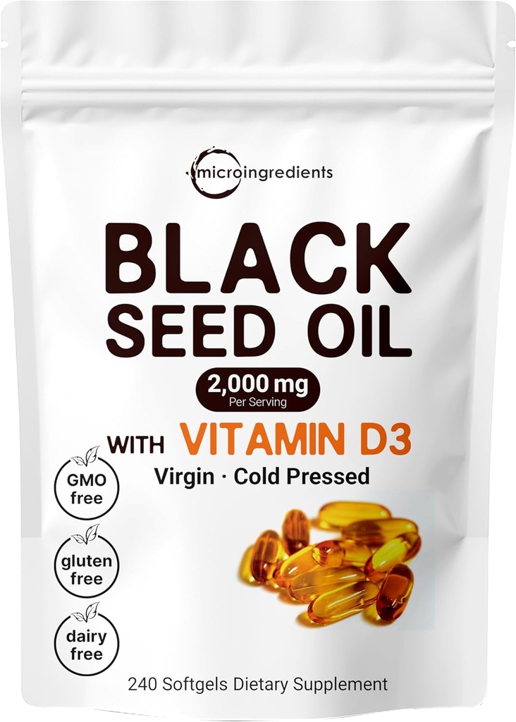 Micro Ingred Black Seed Oil 2000 mg με βιταμίνη D3 1000 IU, 240 Softgels 