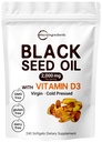 Micro Ingredients Black Seed Oil 2000 mg with Vitamin D3 1000 IU, 240 Softgels | Cold Pressed - Nigella Sativa Pills from Egypt, Virgin Oil, Odorless, Non-GMO & No Gluten