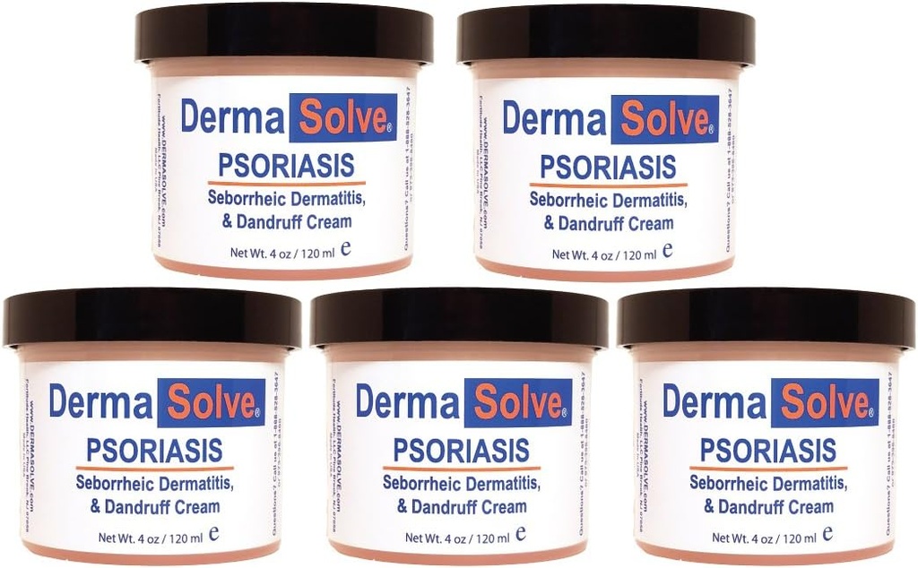 Dermasolve Psoriasis, Seborrheic Dermatitis and Dandruff Cream Formulated to Treat Itchy Skin & Prevent Future Flares to Provide Soothing Moisturizing Relief. (4.0 oz.) 5-Pack