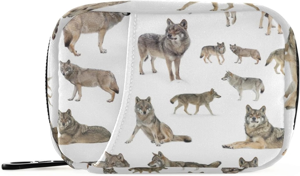 Animal Wolf Pill Box 7 Day Pill Υπόθεση Travel Pill Τσάντα Organizer με Zipper Φορητή Εβδομαδιαία Τσάντα Υπόθεση Συμπαγές μέγεθος για τον κάτοχο συμπλήρωμα βιταμίνης
