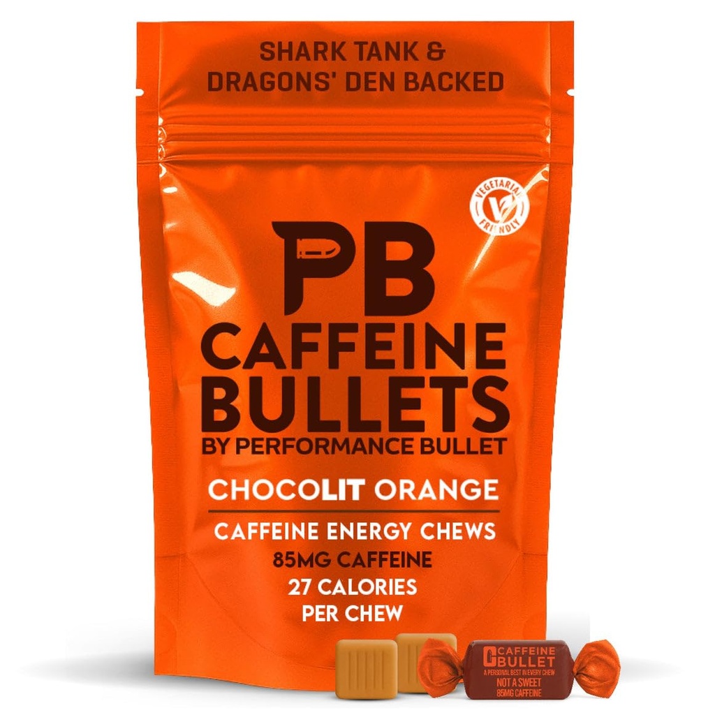 Caffeine Bullet Energy Chews - Σοκολάτα Πορτοκάλι. 16 * 85mg - Γρηγορότερη Kick Than χάπια, Gels & Gum. Αθλητική Επιστήμη για το τρέξιμο, Ποδηλασία, Παιχνίδια. Μια προ προπόνησης ενίσχυση αντοχής.
