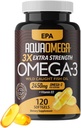 Triple Strength Omega 3 Fish Oil Συμπληρώματα, High EPA Fish Oil Omega 3 Συμπληρώματα, EPA και DHA Omega3 λιπαρά οξέα με βιταμίνη D, υψηλή ισχύς Omega3 συμπλήρωμα, 120 Softgels, Unflaved