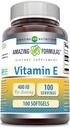 Amazing Formulas Vitamin E 400 IU Per Serving Supplement | Non-GMO | Gluten Free (100 Softgels)