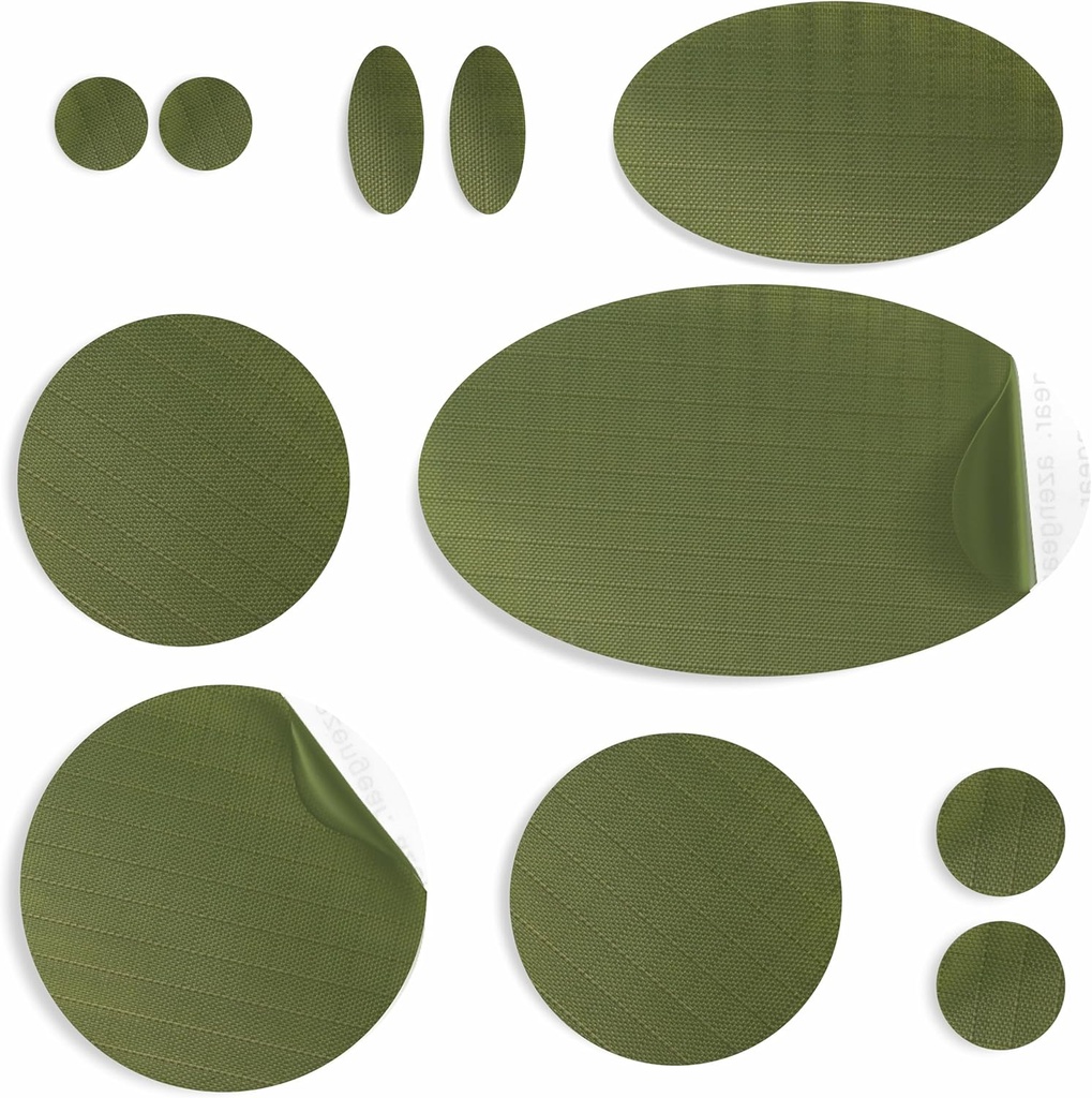 aZengear Patches επισκευής γιλέκων, σκηνής, παπουτσιών, στρώμα αέρα, φουσκωτά, PVC Gear - Αδιάβροχα, Αυτοκόλλητα, Δάκρυ-Κρύο-Heat-Resistant, Down Puffer Coat (11 Pcs, Olive)
