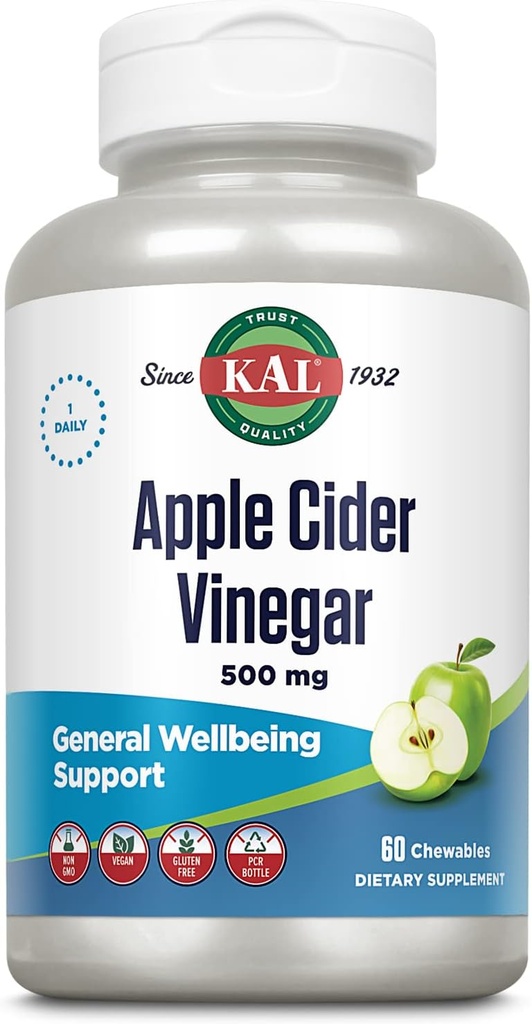 KAL Μασώμενα δισκία, μηλίτης μηλίτη, 500 mg, 60 μέτρα