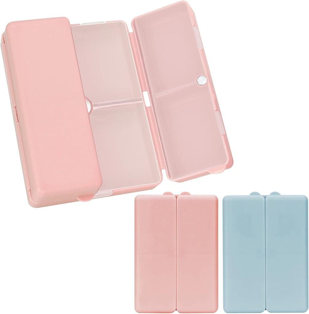 FYY Daily Pill Organizer,2 τεμ 7 Διαμερίσματα Φορητή θήκη χάπια Travel Pill Organizer,[Folding Design] Κουτί χαπιών για Purse Pocket να κρατήσει βιταμίνες, Cod λάδι ήπατος, συμπληρώματα και φαρμακευτική αγωγή-Pink+ Ναυτικό