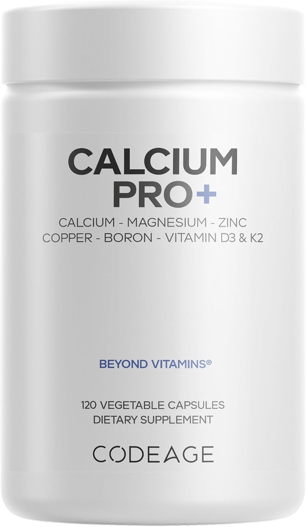 Codage Calcium 250mg συμπλήρωμα, βιταμίνη D3, μαγνήσιο, ψευδάργυρος, χαλκός, βόριο, βιταμίνη K2-2-Month Supply - στοιχειώδη χάπια ασβεστίου & υψηλές βιταμίνες ασβεστίου, μη GMO - 120 κάψουλες