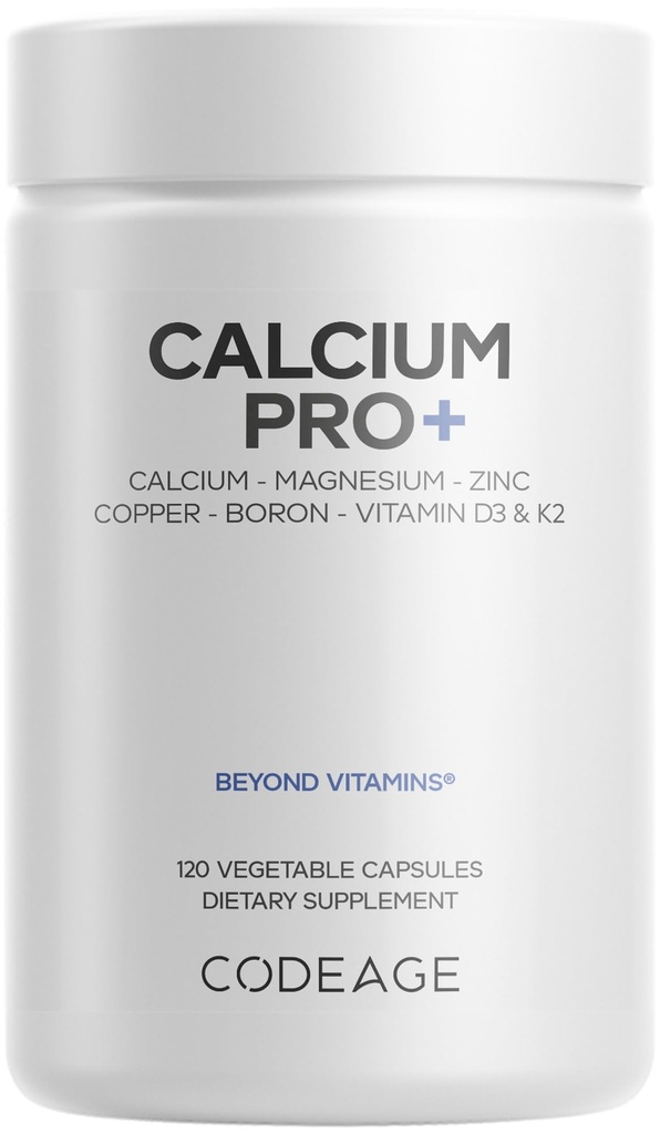 Codage Calcium 250mg συμπλήρωμα, βιταμίνη D3, μαγνήσιο, ψευδάργυρος, χαλκός, βόριο, βιταμίνη K2-2-Month Supply - στοιχειώδη χάπια ασβεστίου & υψηλές βιταμίνες ασβεστίου, μη GMO - 120 κάψουλες