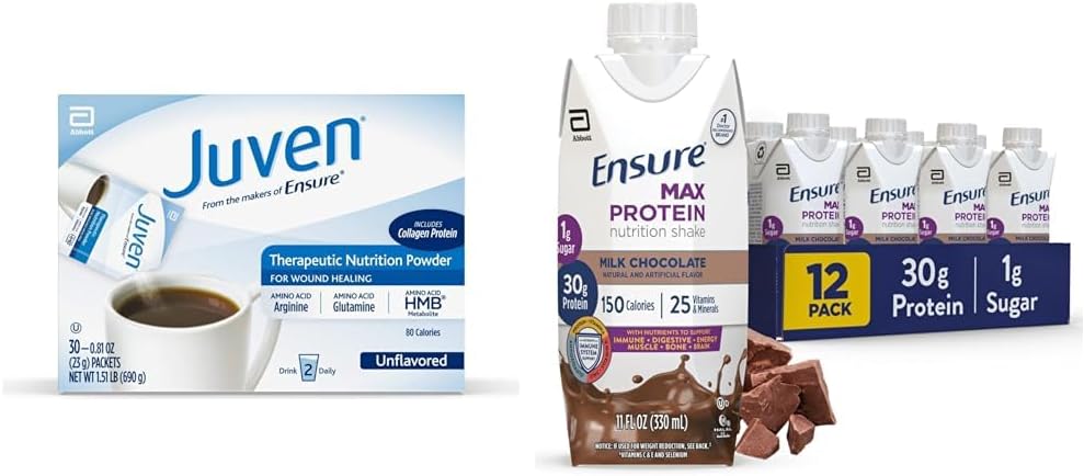 Παιδική Θεραπευτική Κόνις Διατροφής για την Θεραπεία Τραυμάτων, 30 Count and Sure Max Protein Nutrition Shakes, 30g Protein, 12 Pack