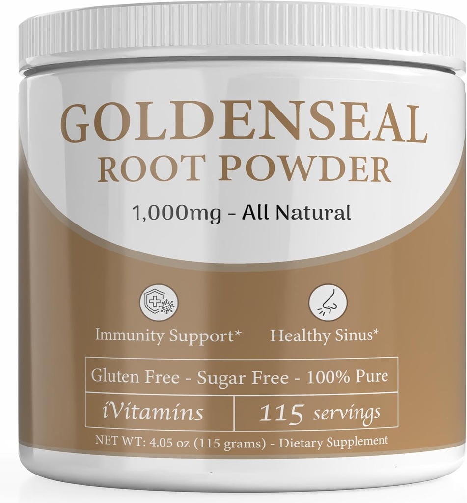 Golden Seal Powder - Golden Seal Powder for Sinus - Goldenseal - Echinacea Goldenseal - Goldenseal Root - Golden Seal - Goldenseal Root Powder Organic - 1000mg per Serving - 115 Services