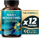 Ψημένο NAD + ενίσχυση 16.550mg- x12 Ισχύς με NR + Resveratrol Turmeric + Quercetin - Κυτταρική ενέργεια, Κυτταρική επισκευή, Υγιεινή γήρανση - ΗΠΑ Made & Tested (90 Count (Pack of 1))
