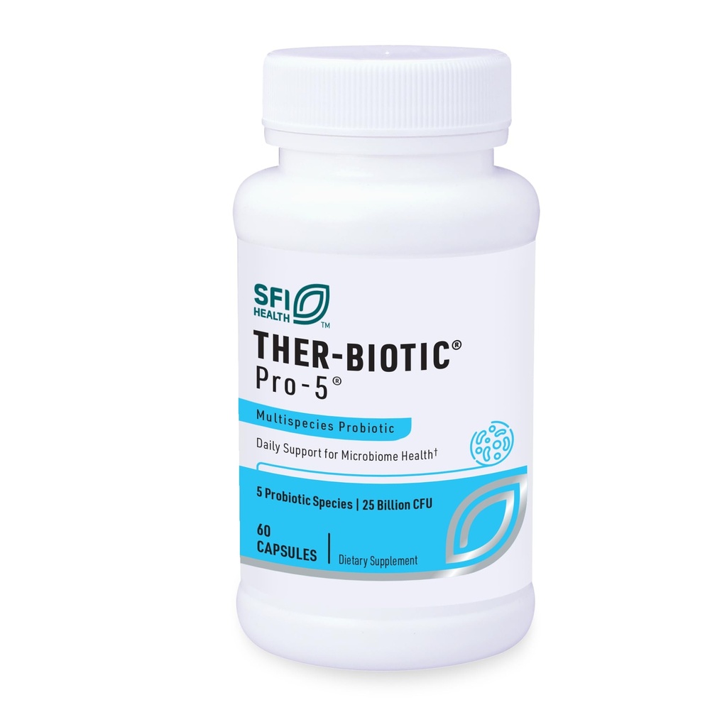 Klaire Labs SFI Health Pro-5 Probiotic - 25 Δισεκατομμύρια CFU Υψηλή Δόση Multispecies Gut Recolonization Υποστήριξη για άνδρες & γυναίκες, Hypoallergenic & Dairy-Free (60 κάψουλες)