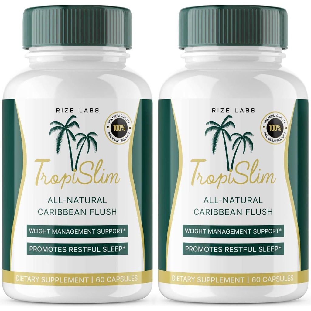 (Επίσημη 2 τεμ.) Tropislim, Tropislim All Natural Caribbean Flush, συμπλήρωμα απώλειας βάρους, Tropislim Sliming Κάψουλες για γυναίκες, Υγιεινό στυλ ζωής + Leaner Physique, Τροπικές Κριτικές (120 κάψουλες)