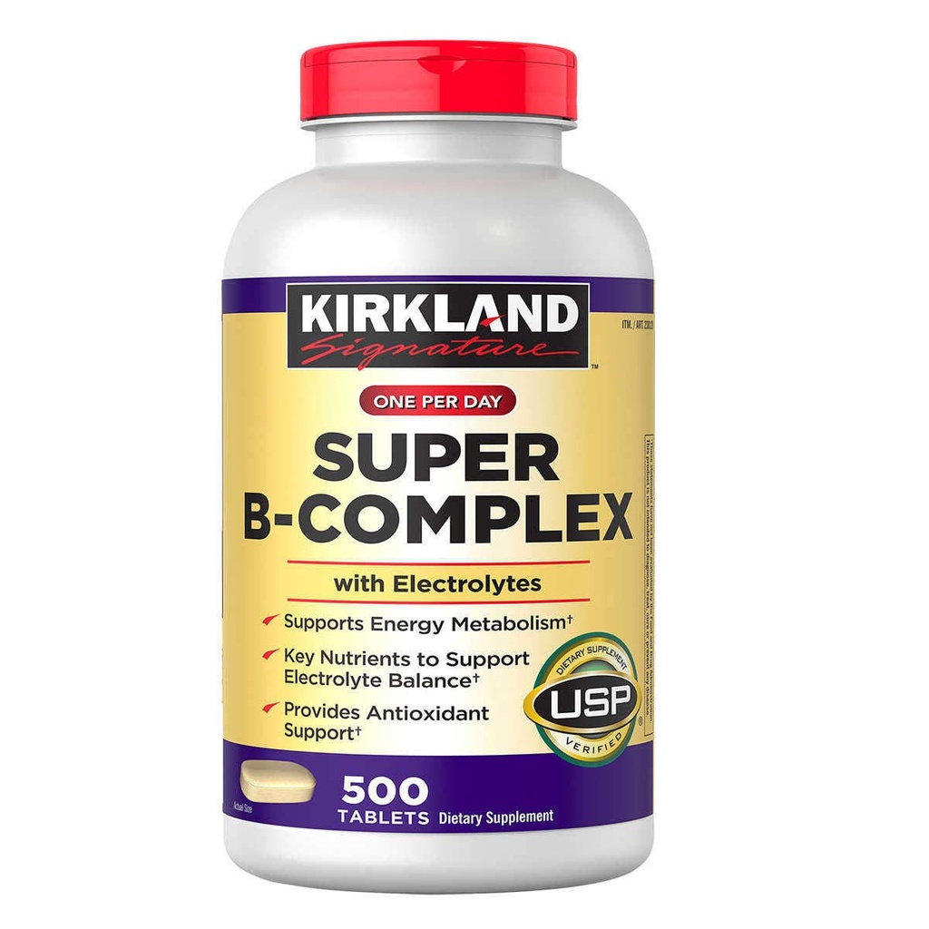 Kirkland Signature Super B- Complex με ηλεκτρολύτες, 500 δισκία (4 συσκευασία)