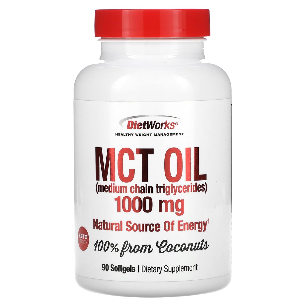 DietWorks Mct Oil Softgels, υποστηρίζει καύση λίπους, ενίσχυση του μεταβολισμού, φυσική πηγή ενέργειας, προωθεί απώλεια βάρους, Keto και Παλαιό φιλικό, 90 κόμης