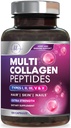 Multi Collagen Supplement 2400 mg - Τύποι I, II, III, V & X Multi Collagen Peptides Pells for Women & Men, Hydrolyzed Collage Supplements, Hair, Skin, Nail, & Joint Supplement Υποστήριξης, 120 Κάψουλες