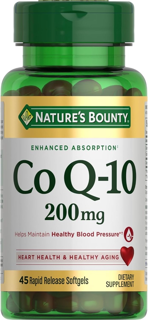 Nature's Bounty CoQ10, Υγεία της καρδιάς και υγιής γήρανση, Συμπλήρωμα διατροφής, 200mg, 45 Rapid Release Softgels