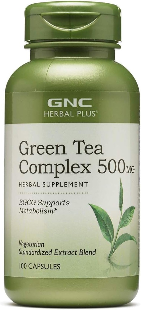 GNC Herbal Plus Green Tea Complex 500mg συμπλήρωμα, χορτοφάγοι, υποστηρίζει το μεταβολισμό, 100 υπηρεσίες