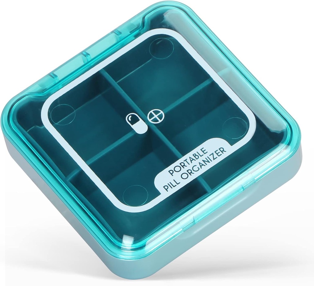 Naturetouch Pill Organizer, 4 φορές ένα φορητό κουτί χάπι ημέρας, καθημερινή περίπτωση χάπι για γυναίκες και άνδρες που κατέχουν βιταμίνη, ιατρική, συμπληρώματα, μπλε