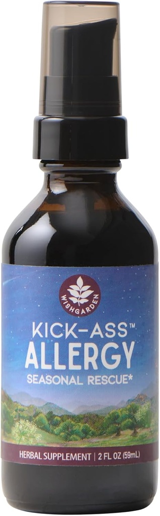 WishGarden Βότανα Kick-Ass Αλλεργία - Plant-based Μη-Νυχθηρή Αλληλουργία συμπλήρωμα με Nettle Leaf, Echinacea, & Yerba Santa, Υποστηρίζει υγιή Histamine Ανταπόκριση σε εποχιακά ερεθιστικά, 2oz