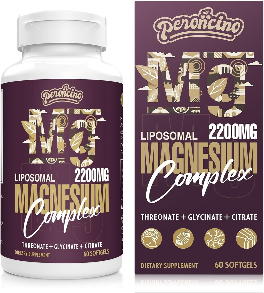 Λιποσωμικό σύμπλοκο μαγνησίου 2200MG Softgels, Θρεονικό μαγνήσιο, Γλυκινικό μαγνήσιο, Κιτρικό μαγνήσιο, Συμπλήρωμα τριών-σε-ένα, Χωρίς γλουτένη, 60 Softgels