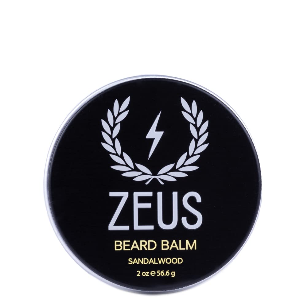ZEUS Beard Balm, Natural Beeswax & Shea Butter Balm, Μαλακτικό Conditioner για μαλλιά προσώπου – MADE IN USA (Sandalwood) 2 oz.