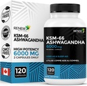 Renew Actives Ashwagandha KSM-66 Συμπλήρωμα 500MG ανά υπηρεσία με Μαύρο Πιπέρι για Ανώτερη Απορρόφηση - Focus & Mood Υποστήριξη για την Αύξηση Ενέργειας & Βοήθεια για τον Ύπνο - Made in Canada - 120 Κάψουλες